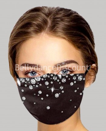 Mascherina trompe l'oeil nera e con strass