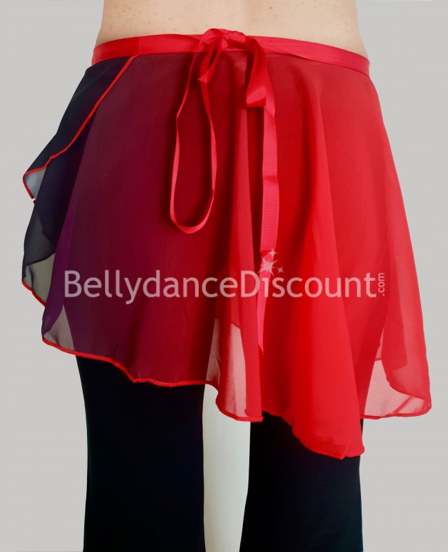 Petite jupe de danse fluide dégradée noir rouge