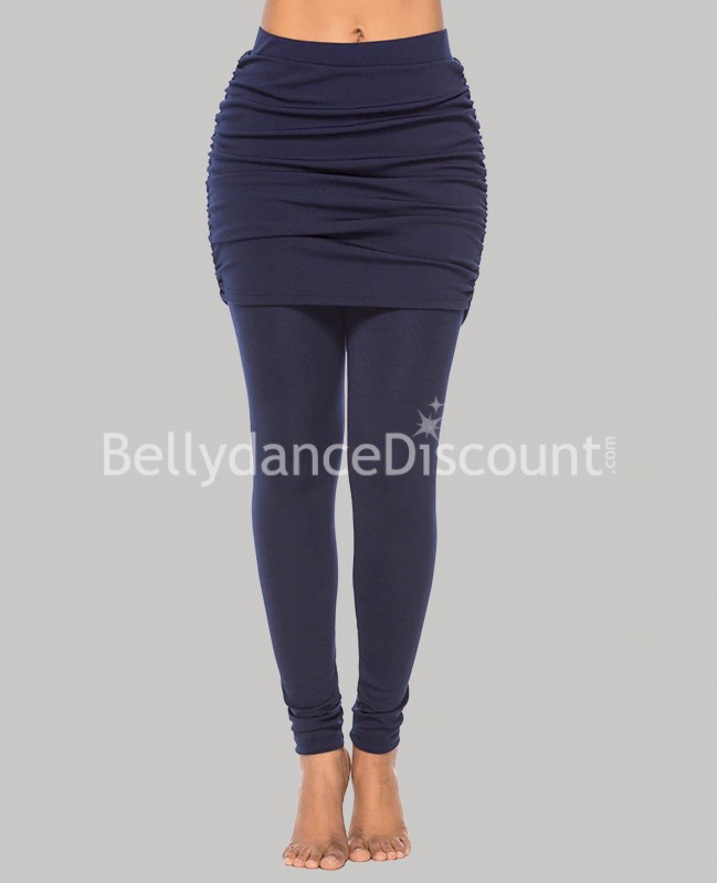 Blaue Tanz-Leggings mit integriertem Überrock