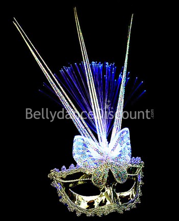 Illuminated silver Venetian mask