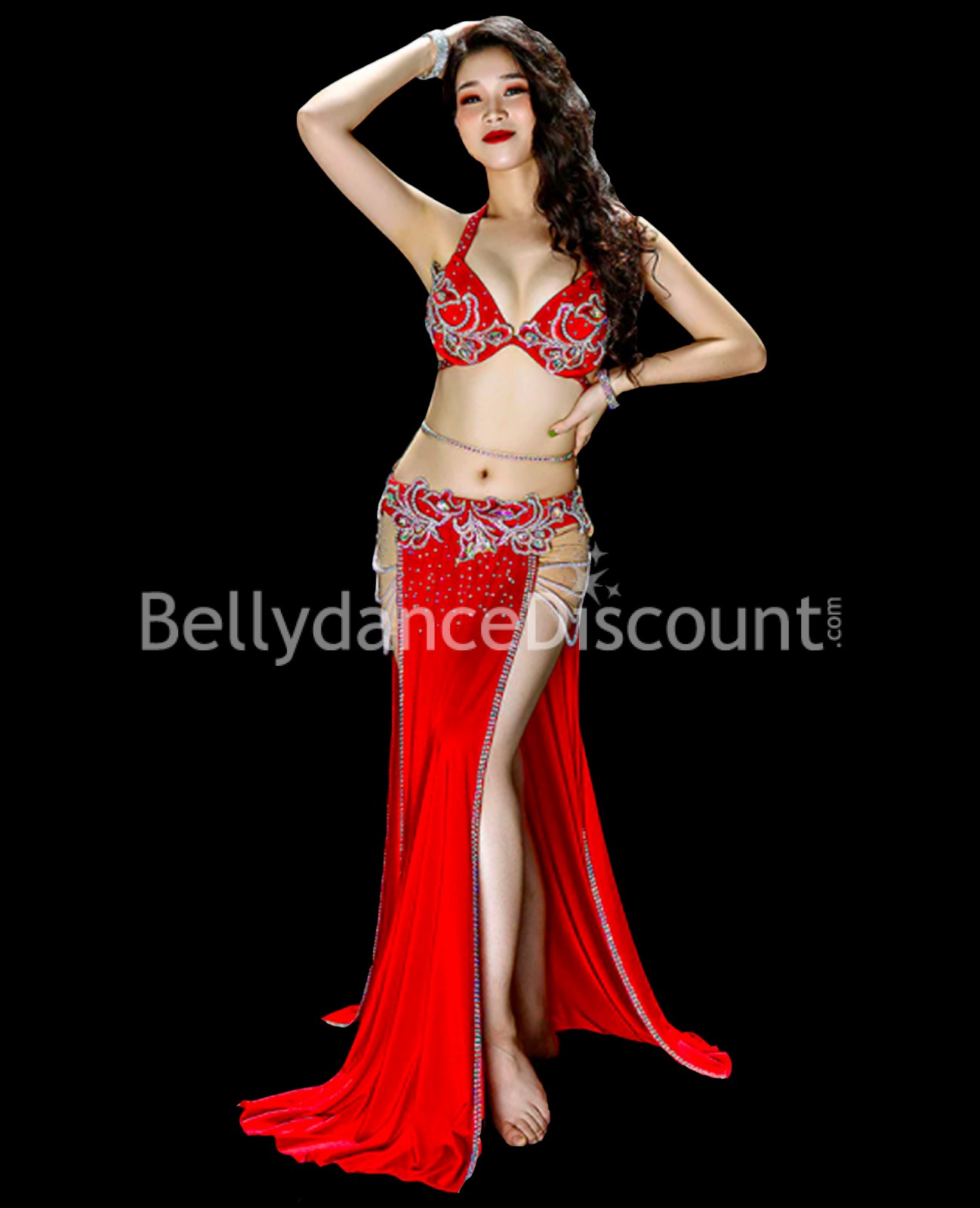 Femme Jupe Ceinture Danse Ventre Hanche Foulard Accessoire Costume Rouge  Orientale