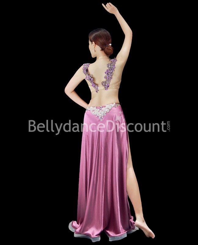 Costume de danse orientale couture vieux rose