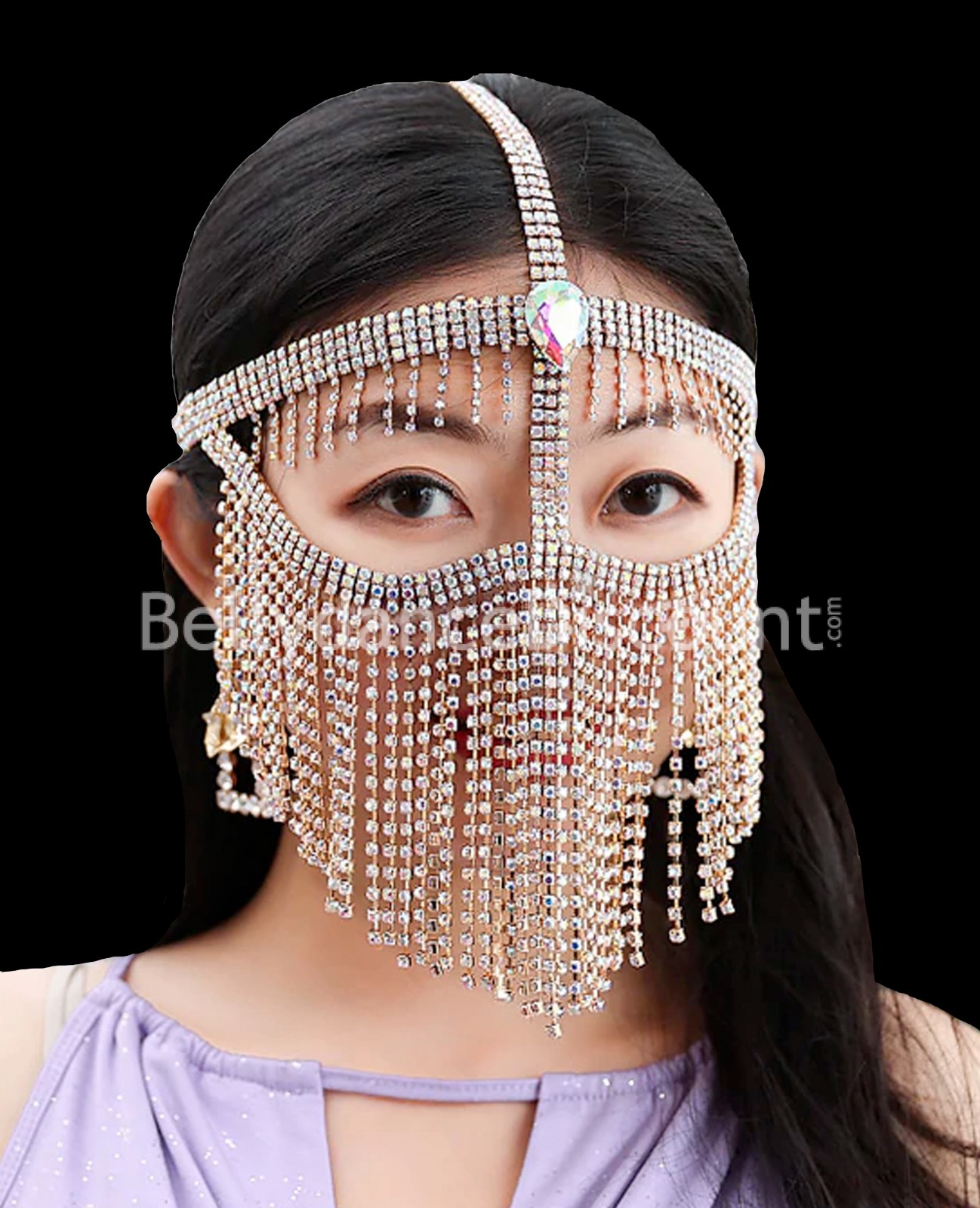 Gold and rhinestones jewelry face mask