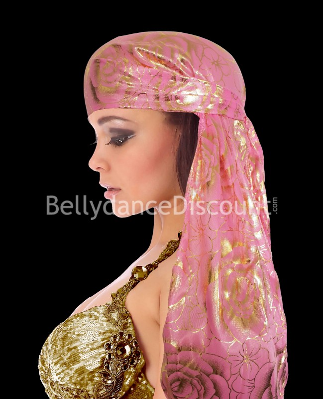Durag rose pâle et or