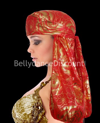 Gold and red pink durag