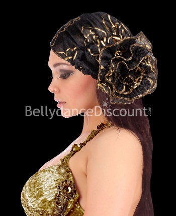 Black gold oriental beanie
