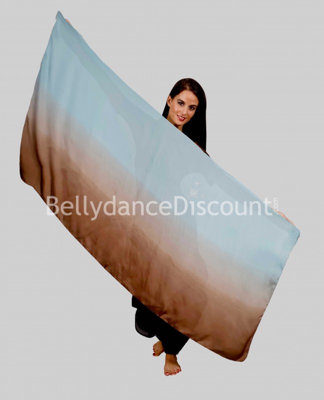 Velo di danza del ventre 100% seta marrone blu