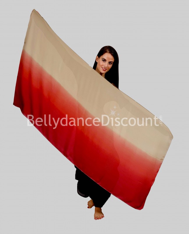 Voile de danse orientale 100% soie or bordeaux