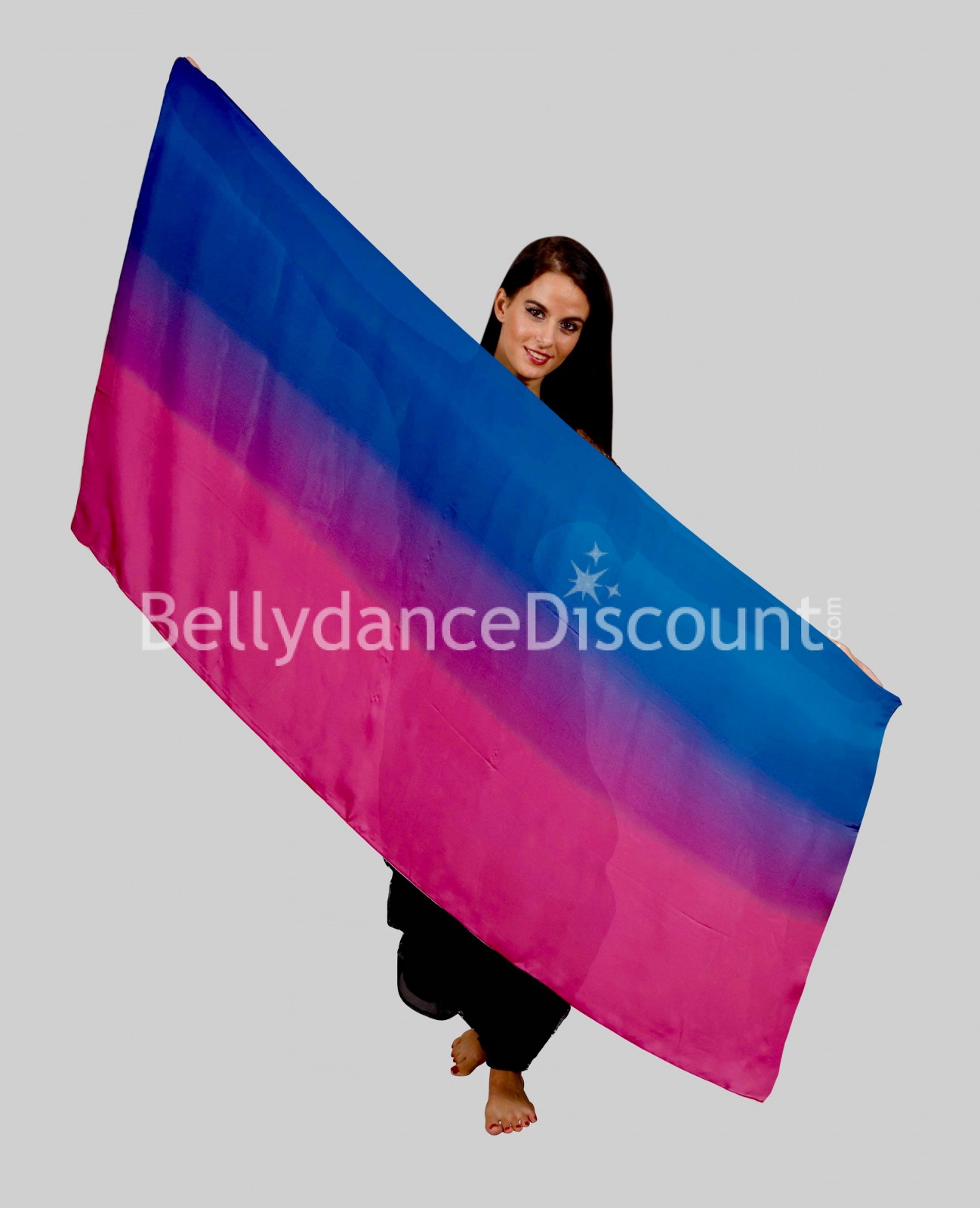 Voile de danse orientale 100% soie bleu fuchsia Voile de danse orientale 100% soie bleu fuchsia