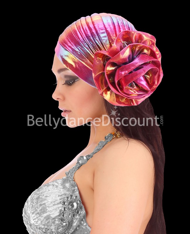 Bonnet de spectacle métallisé multicolore rose orangé