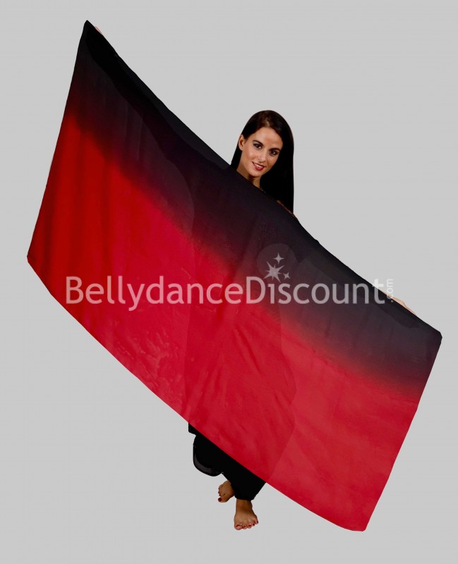 Velo para danza del vientre 100% seda negro rojo