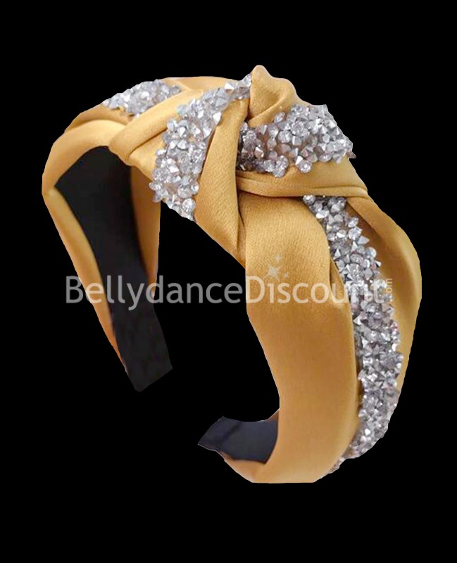 Diadema ocre con brillantes plateados
