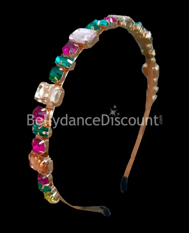 Headband with multicolored rhinestones