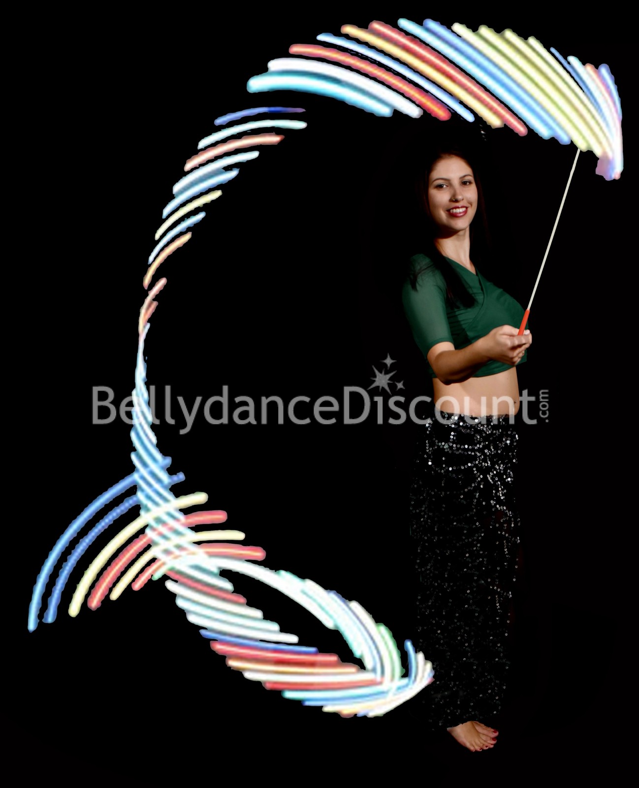 Wuluwala 6.5 Feet LED Dragon Dance Ribbon Streamer for Kids Dragon Lantern Performance Props Luminous Toys Dancing Gymnastics Ribbons 