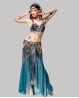 Costume de danse orientale tribal fusion bleu pétrole
