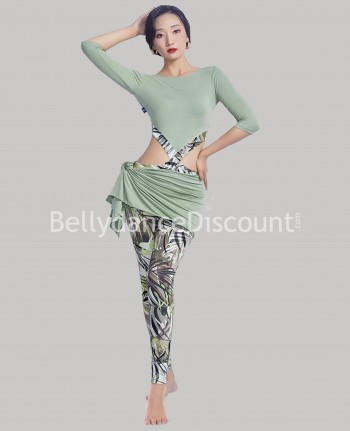 Green tropical dance training outfit
