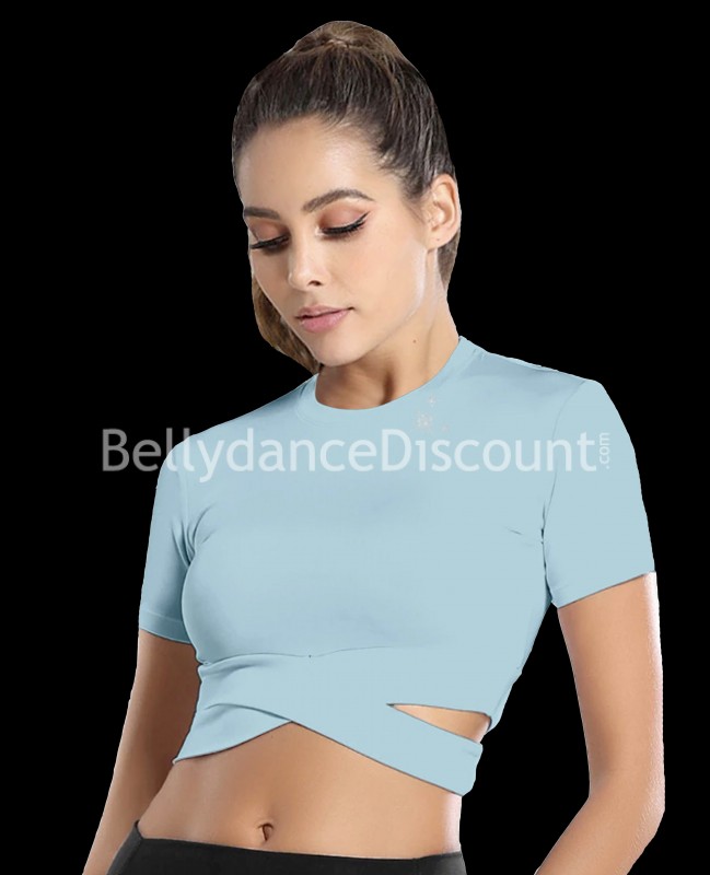 Top di danza incrociato celeste