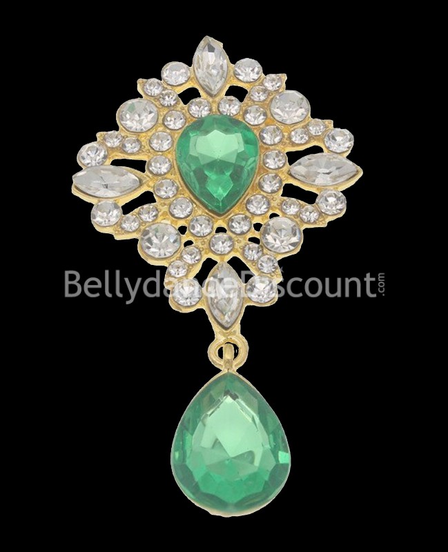 Aplique con pedrería y strass para coser verde