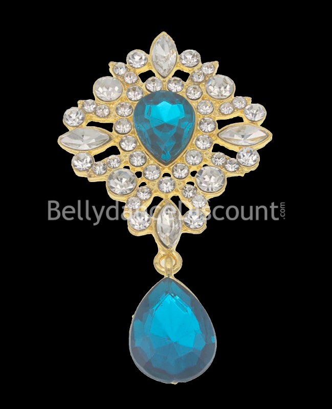 Turquoise sewing stones and rhinestones appliqué