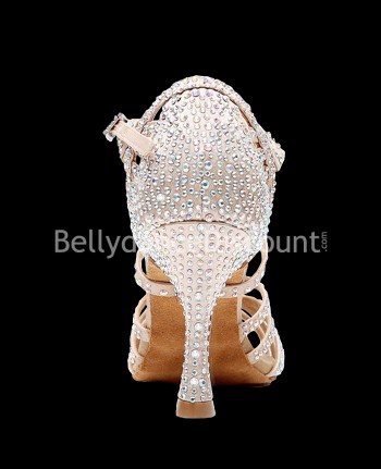 Nude dance shoes with rhinestones