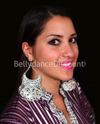 Grandes boucles d’oreilles égyptiennes argentées (Second choix)