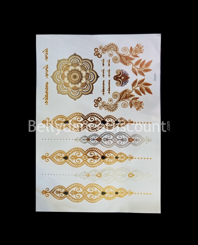 Plate of gold silver ephemeral tattoos