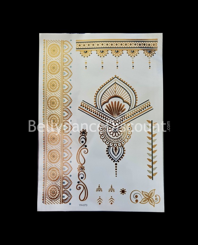 Planche de tatoos éphémères or argent