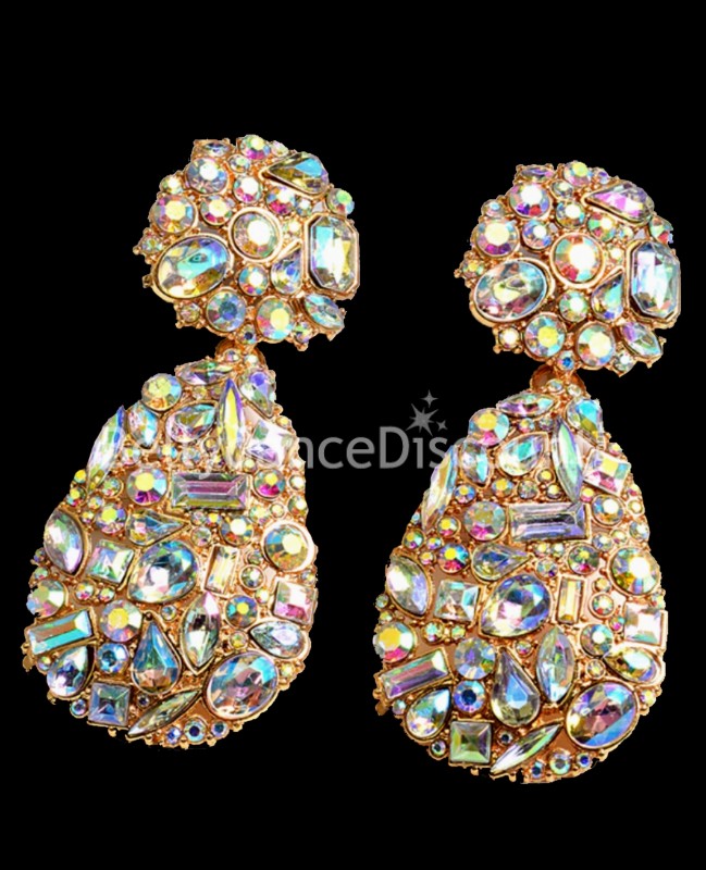Boucles d’oreilles fantaisie or et strass