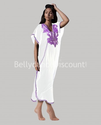 Women Djellaba white and purple