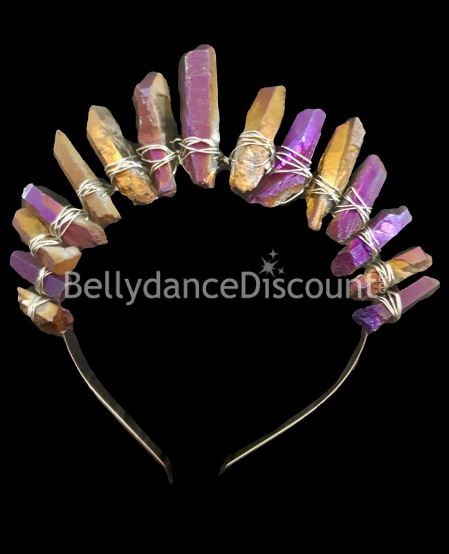 Gold dark purple quartz crown