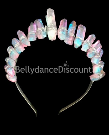 Iridescent white quartz crown