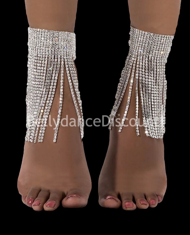 Joyas para el tobillo con pedrería plateada