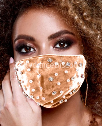 Masque velours champagne strass et perles