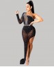 Asymmetrisches schwarzes Tanzkleid mit Strass