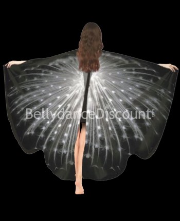 Ailes de paon ouvertes noir blanc