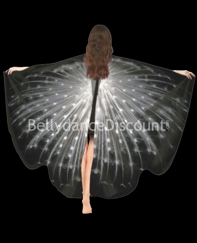 Open black white peacock wings