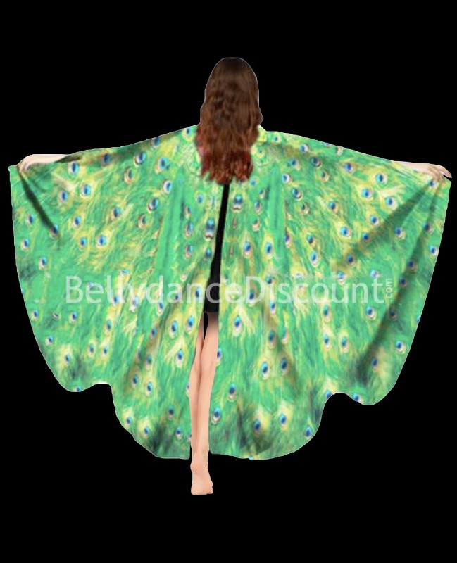 Open green peacock wings