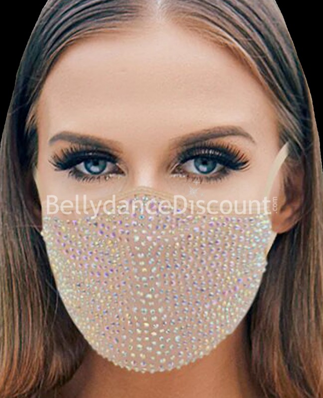 Masque beige à strass