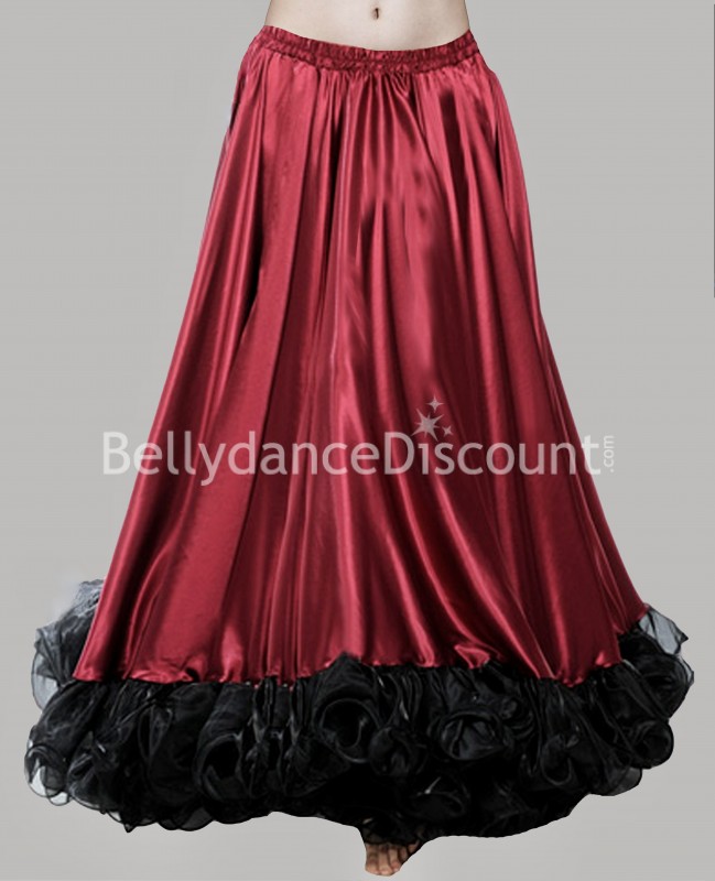 Jupe de danse satinée noire et rouge extra large