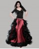 Falda de baile extra ancha en satin negro y rojo