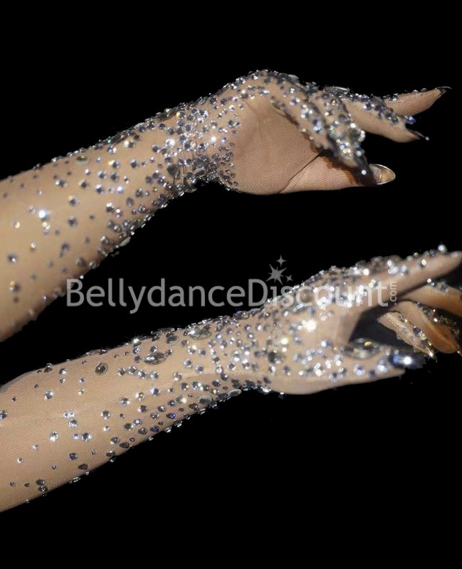 Longs gants de scène à strass