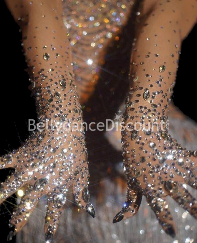 Longs gants de scène à strass