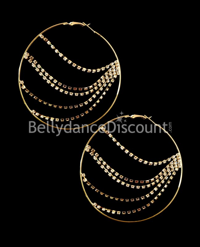 Boucles d’oreilles créoles dorées à strass