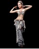 Costume tribale di danza del ventre bianco nero