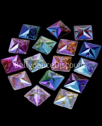 Lotto di 30 strass da cucire multicolori forma "Quadrato"