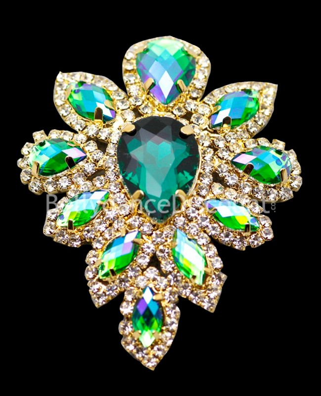 Aplique de costura en pedrería verde esmeralda