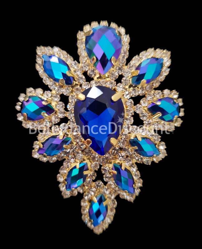 Applique à coudre en strass bleue