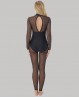 Traje de baile negro semi transparente con pedrería