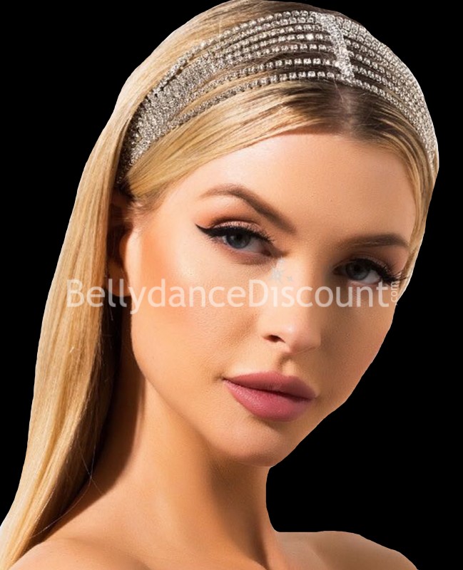 Fascia per capelli con strass argentati