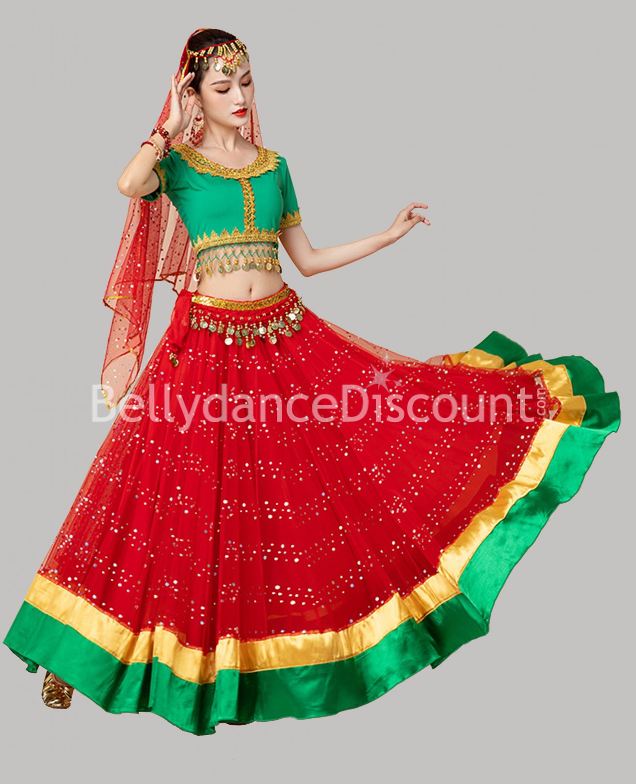 La danse du ventre Costume Rose rouge Polyester Bollywood danse